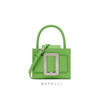 包包2020新款潮手提包时尚百搭果绿色大方扣斜挎包女包镶钻小方包